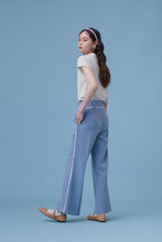 將圖片載入圖庫檢視器 Joan Trousers / Joan 熱愛甜點和動漫 復古質感直筒長褲 綠格子 藍色
