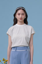 將圖片載入圖庫檢視器 Koko T-shirt / Koko 是個可愛的天秤座 格子印花落肩棉T