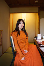 將圖片載入圖庫檢視器 Sunset Knit Skirt 針織花瓣圓裙夕陽紅