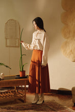 將圖片載入圖庫檢視器 Sunset Knit Skirt 針織花瓣圓裙夕陽紅