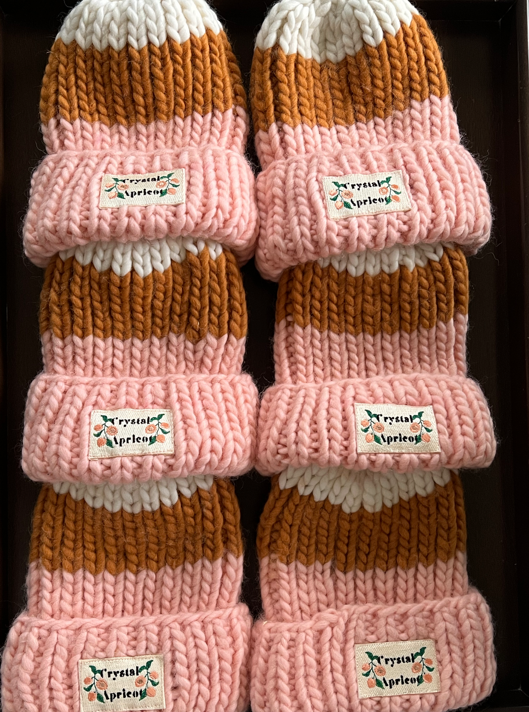 Crystal Apricot Knit Hat 冬日針織毛帽