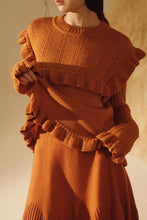 將圖片載入圖庫檢視器 Sunset Knit Skirt 針織花瓣圓裙夕陽紅
